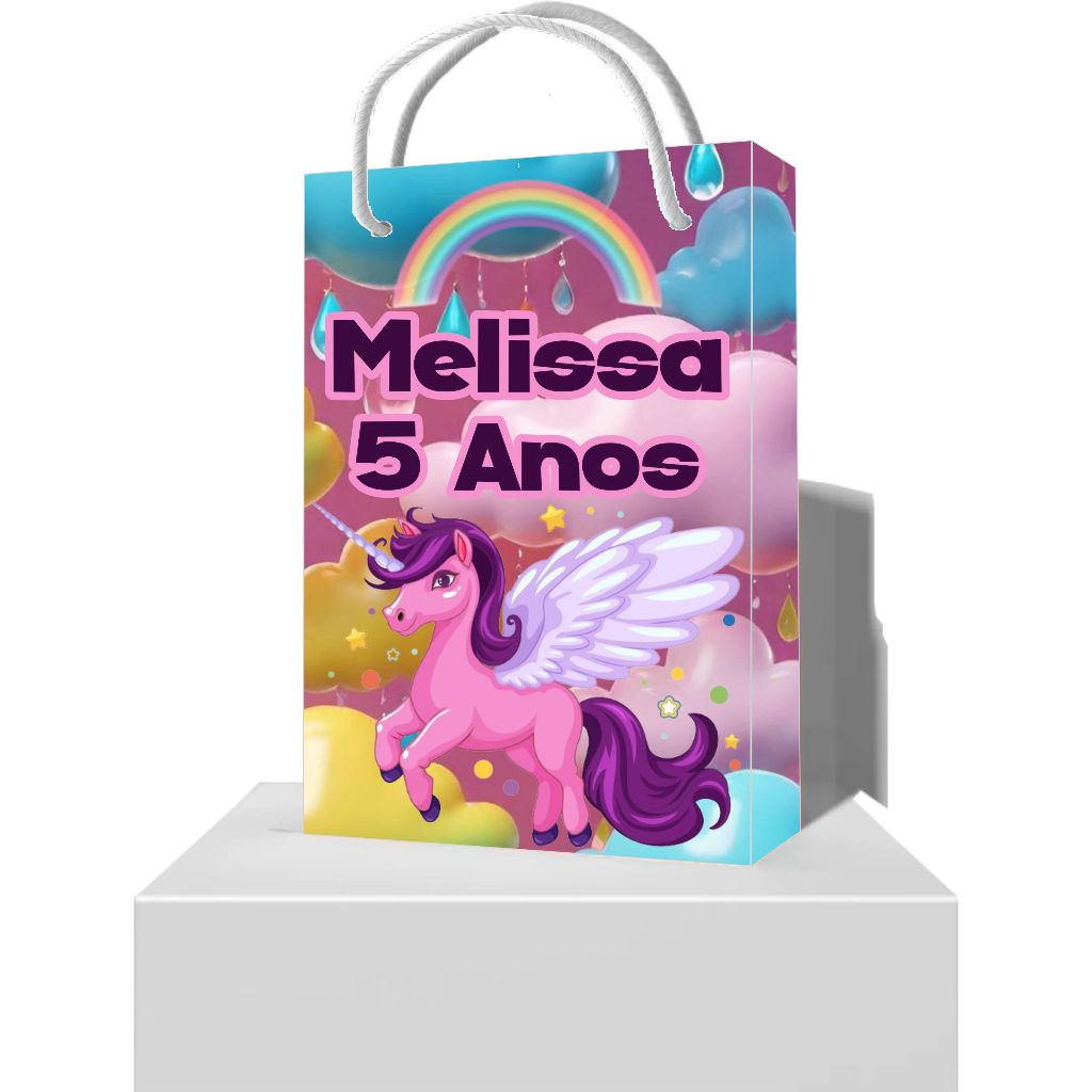 Sacolinha Surpresa Personalizada Unicornio - Sacolinhas Unicórnio Personalizadas Aniversário
