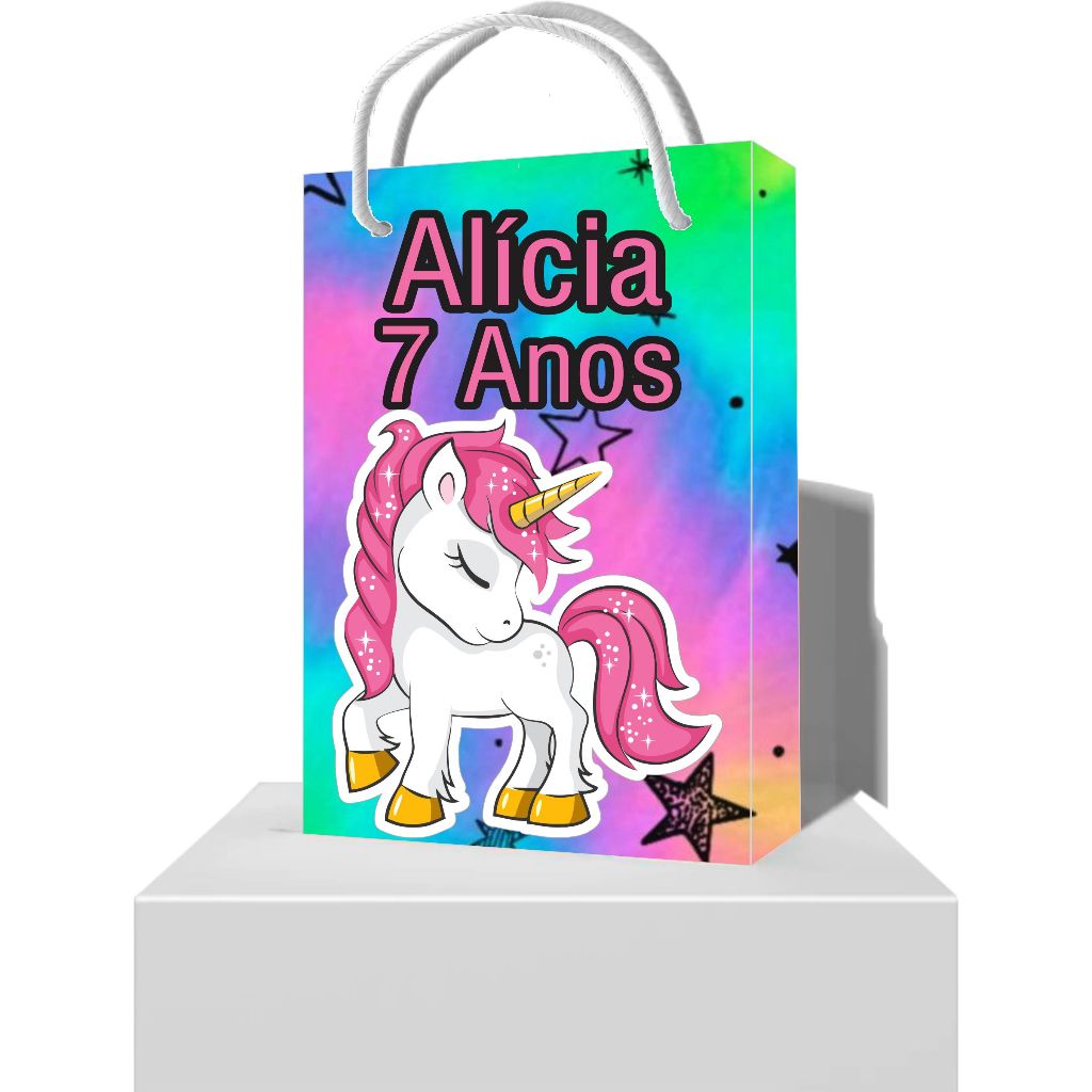 Sacolinha Surpresa Tema Unicórnio Aniversário Infantil - Sacolinha Personalizada Unicórnio