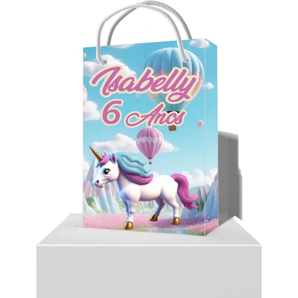 Sacolinha Unicórnio Personalizada Festa de Aniversário Infantil - Sacolinha Surpresa Unicornio