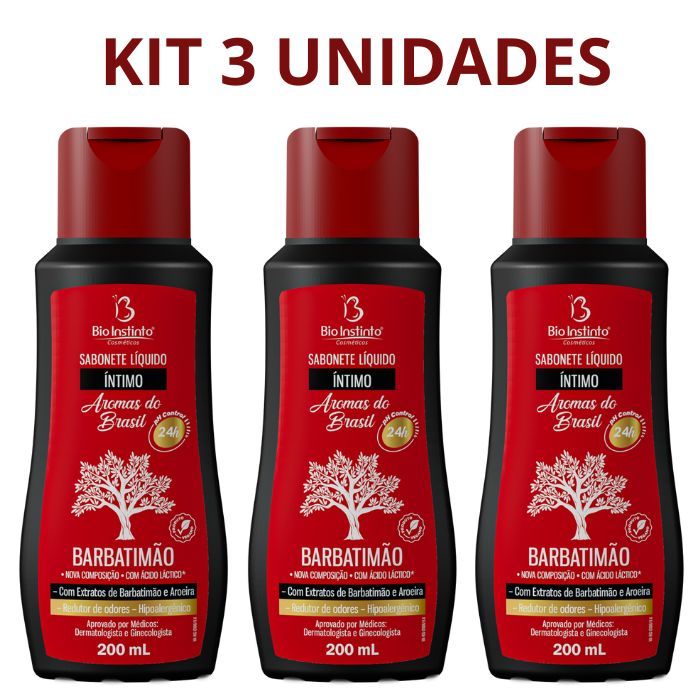 Kit 3 Un Sabonete Íntimo Barbatimão 200ml Bio Instinto Original