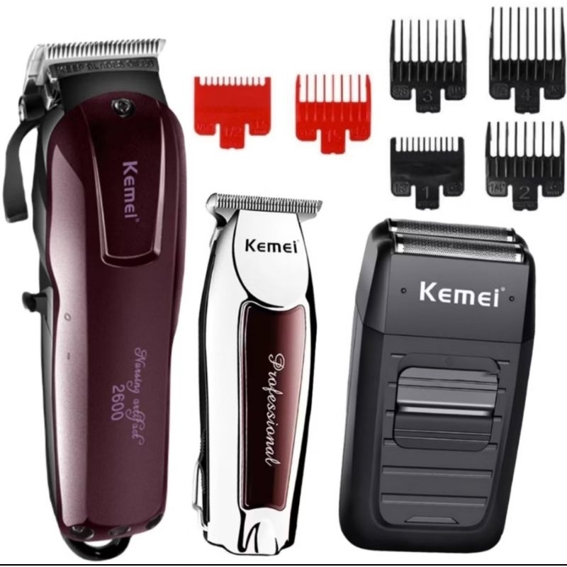 Kit Kemei Premium c/3 Máquinas KM2600 + KM9163 + KM1102