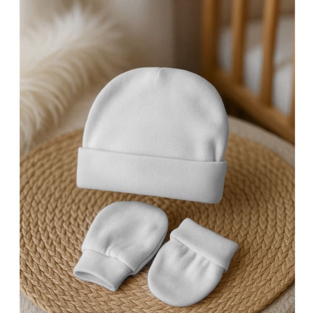 Kit 2 Peças Toca e Luvinha de Bebê Recém Nascido 100% Algodão Enxoval Saída Maternidade Gorro Toquinha e Luva em Oferta na Shopee