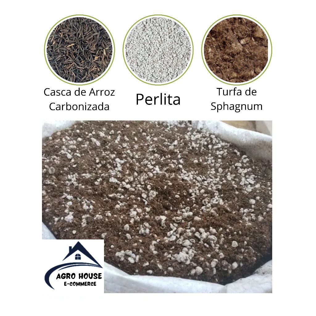 5 Litros - Turfa de Sphagnum + Perlita + Casca de Arroz Carbonizada
