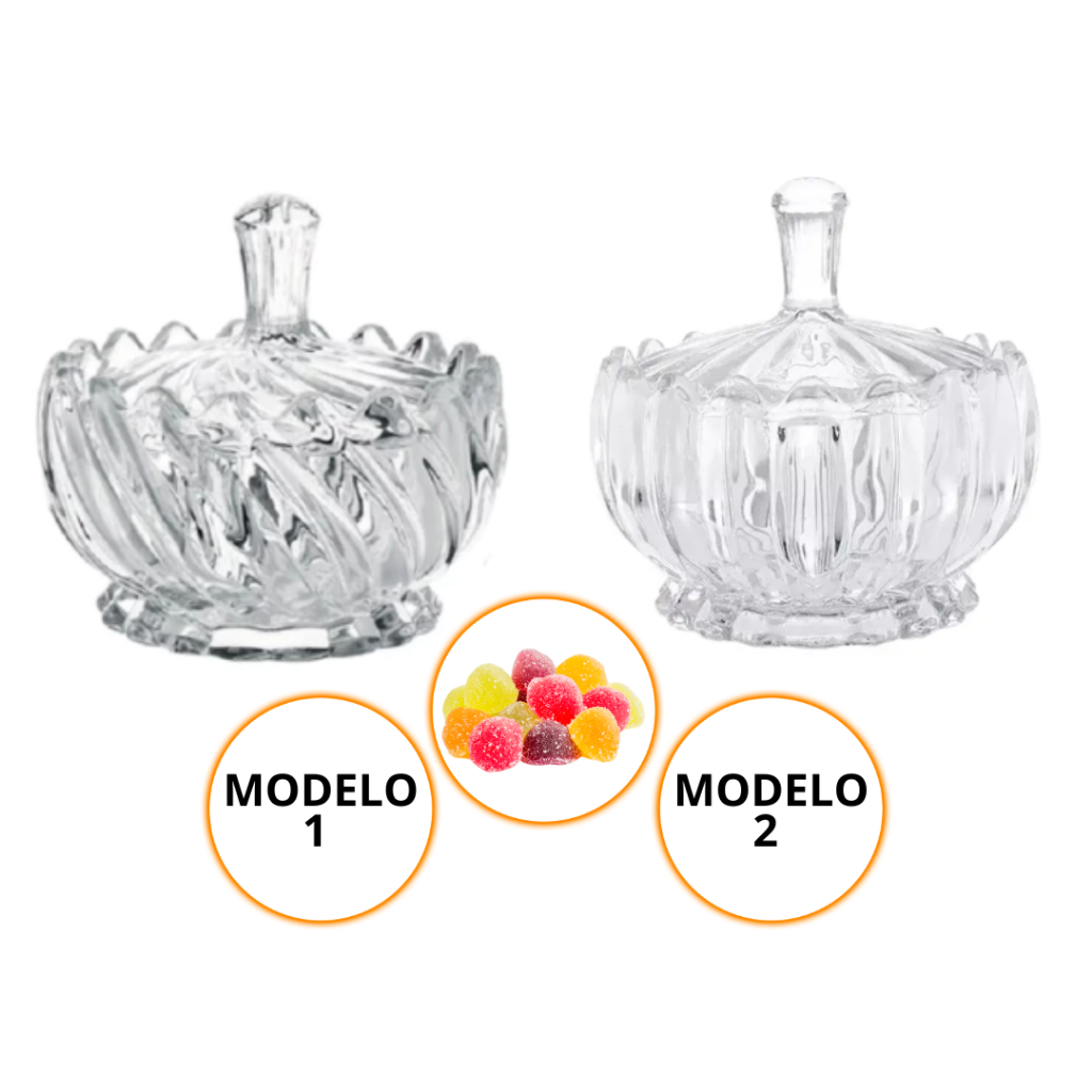 Bombonier em Vidro Baleiro 11cm 240ML com Tampa Elegante e Detalhado