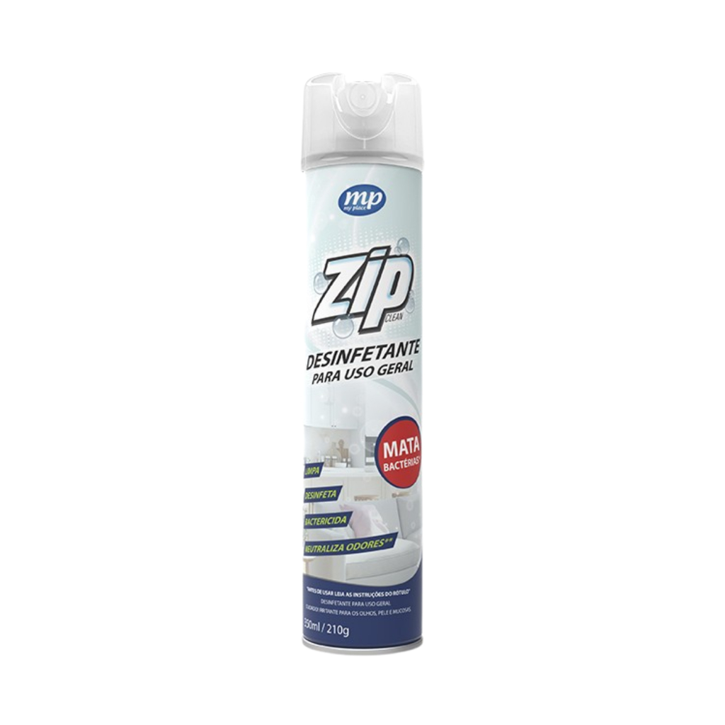 Desinfetante Zip Clean Spray Uso Geral Limpa My Place 350ml Neutraliza Odor de Cigarro