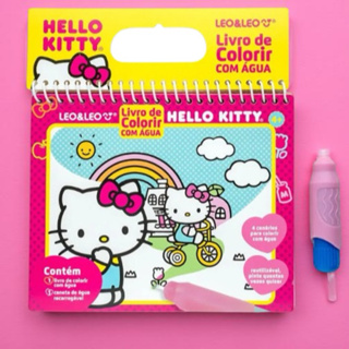 LIVRO DE COLORIR COM ÁGUA HELLO KITTY - OPPBAG C/ 1 UND 4 PÁGINAS + PINCEL - LEO&LEO em Oferta na Shopee