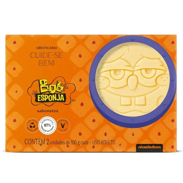 Sabonete em Barra Cuide-se Bem Bob Esponja O Boticário 2x100g