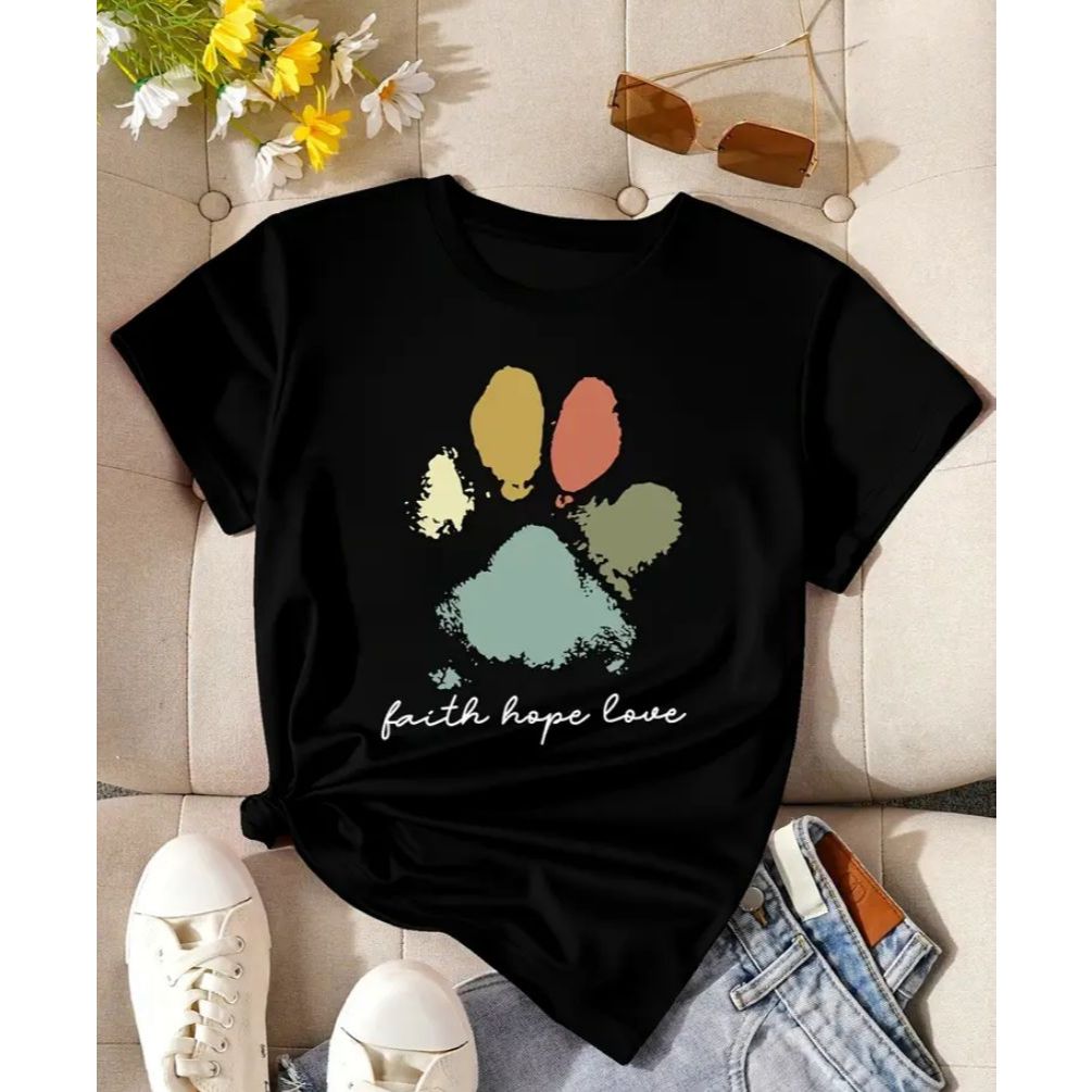 Blusa Feminina Patinha de Cachorro T-shirt Algodão Casual Premium em Oferta na Shopee