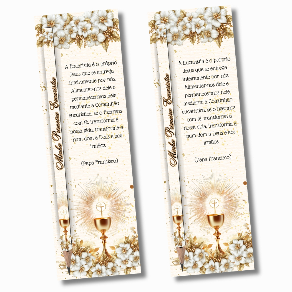 10, 20 ou 40 Lembrancinha Primeira Eucaristia, Comunhão  Card com Lápis ou Caneta em Oferta na Shopee
