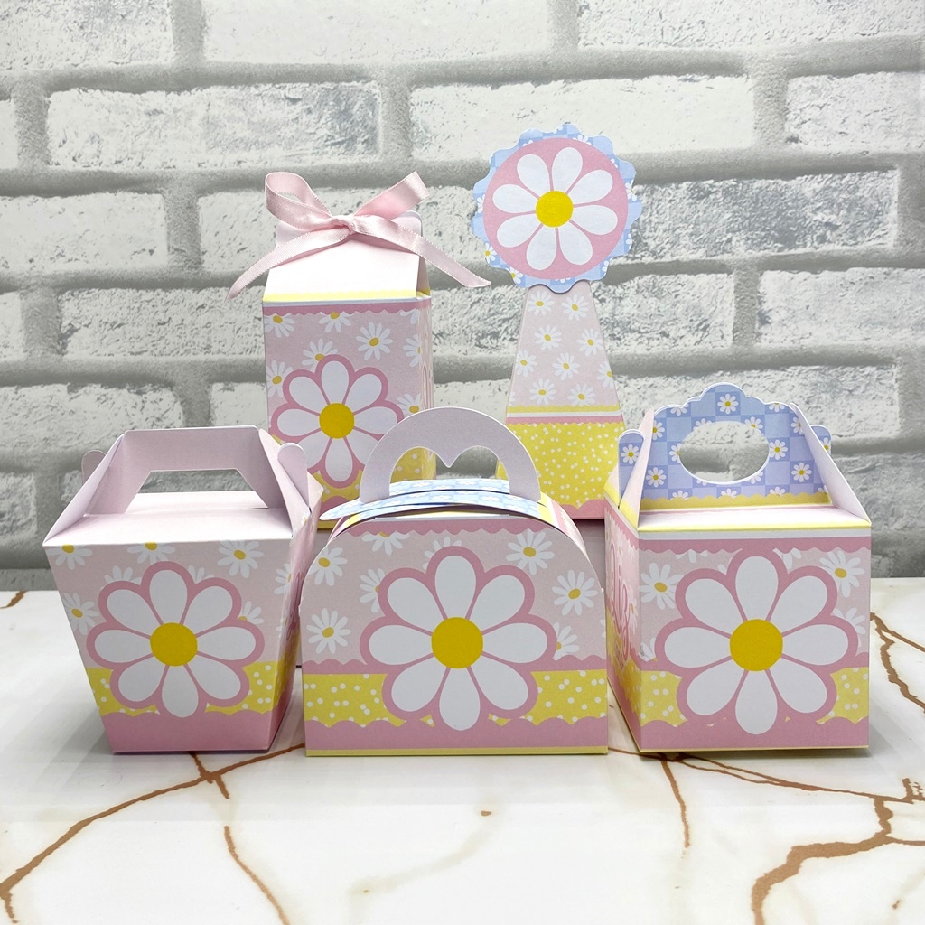 PEGUE E MONTE Kit Festa Margarida Rosa Personalizado | Caixinhas | Lembrancinha | Mimos | Festa Aniversário Infantil