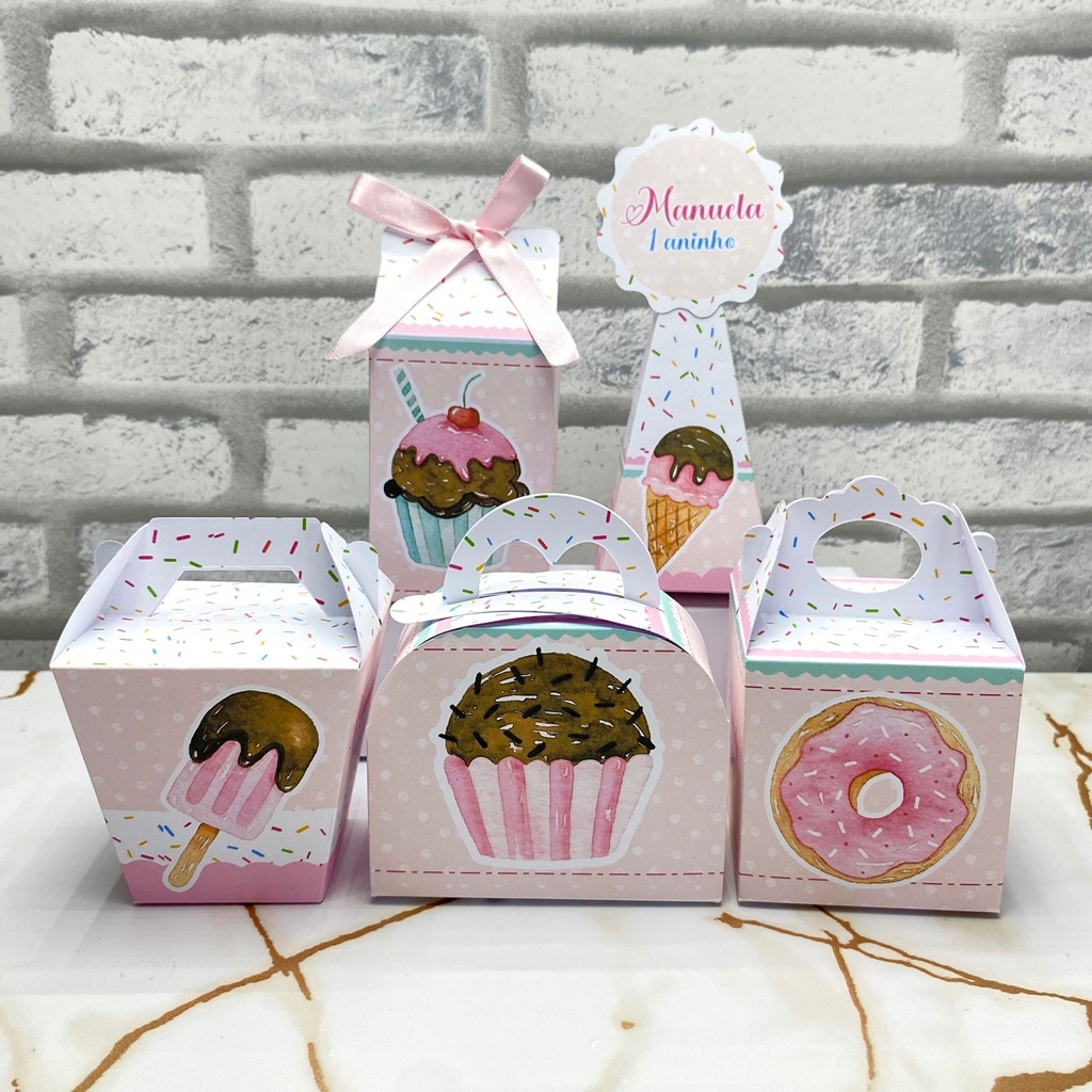 PEGUE E MONTE Kit Festa Confeitaria Doces Personalizado | Caixinhas | Lembrancinha | Mimos | Aniversário Infantil