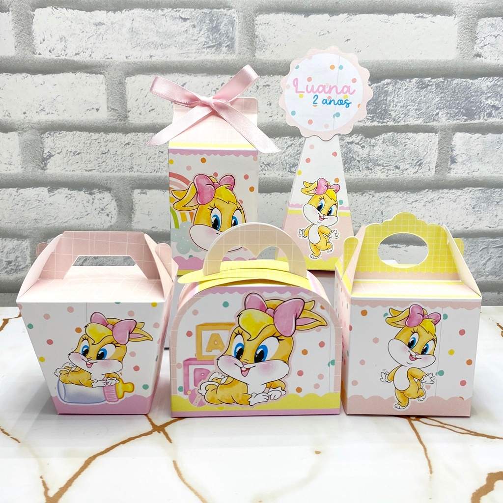 PEGUE E MONTE Festa Baby Looney Tunes Menina Rosa Lola | Caixinhas | Lembrancinha | Personalizado | Mimos | Aniversário