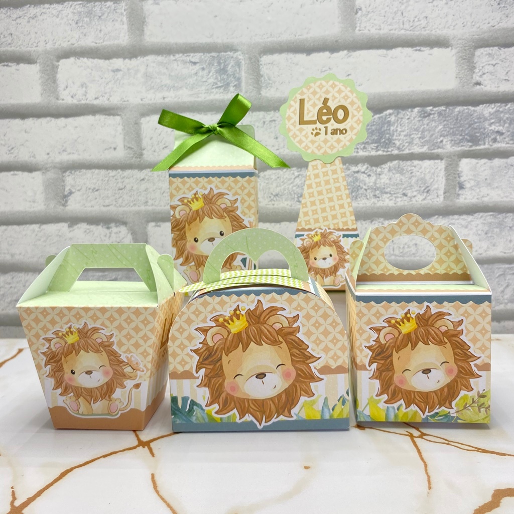 PEGUE E MONTE  Festa Leão Safari Personalizado | Caixinhas | Lembrancinha | Mimos | Festa Aniversário Infantil