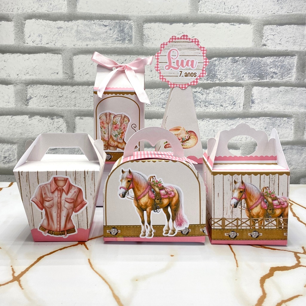 PEGUE E MONTE Kit Festa Boiadeira - Cowgirl ou Ana Castela Caixinhas Personalizado | Lembrancinha | Mimos | Aniversário
