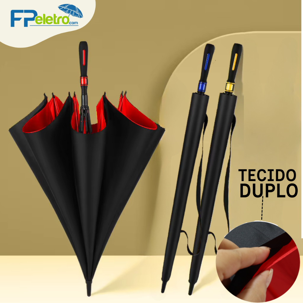 Guarda Chuva Automático Grande Hastes de Fibra de Vidro Reforçado Contra Vento Guarda Chuva Extra Grande