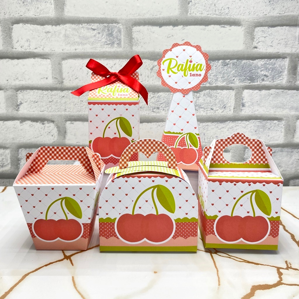 PEGUE E MONTE Festa Cereja Cerejinha Personalizado  | Caixinhas | Lembrancinha | Mimos | Aniversário Infantil