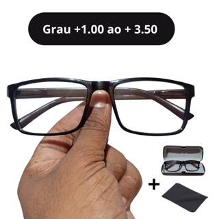 Óculos de grau feminino masculino + porta óculos e flanela limpeza em Oferta na Shopee