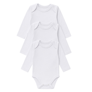 Kit Body Bebê Branco 3 Peças Manga Longa em Oferta na Shopee