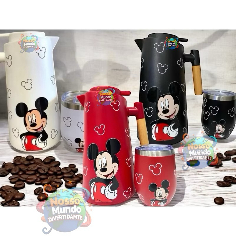 Garrafa Térmica de Café + Copo Mickey Happy