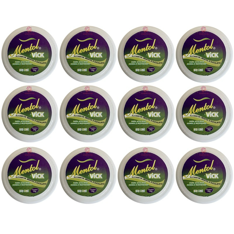 Kit 1-12 Mentol Vic Pomada 30g Dores e Resfriado
