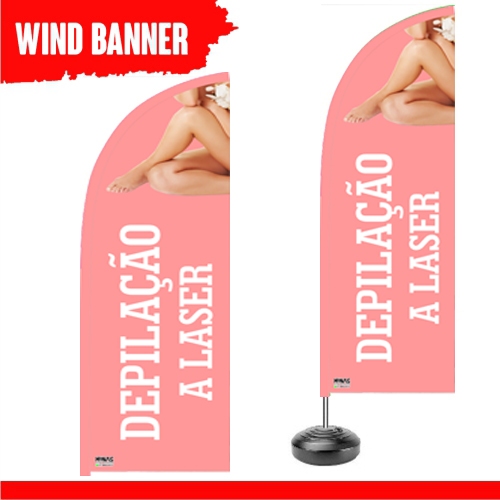 Wind banner para Studio de Depilação a Laser - Banner de divulgação com Impressão Dupla face