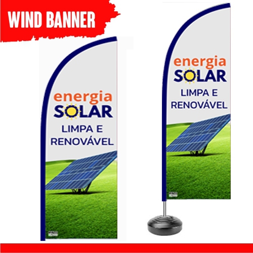 Wind Banner Energia Solar Tamanho Grande e Pequeno Banner Dupla Face em Oxford
