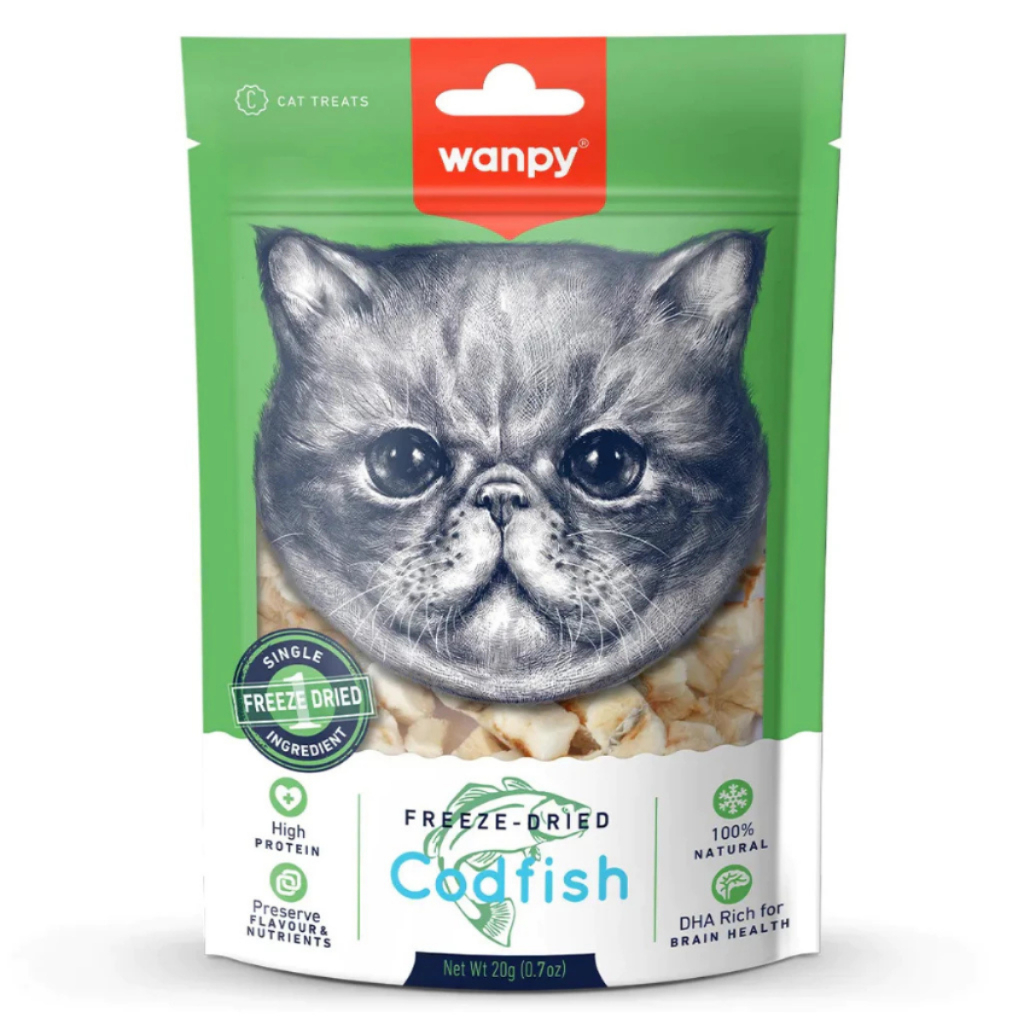 Petisco Wanpy Freeze Dried Para Gato Sabor Bacalhau 20g