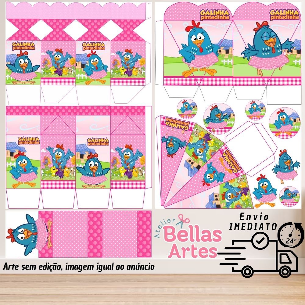 KIT LEMBRANCINHAS GALINHA PINTADINHA ROSA COM 80/160 ITENS (sem nome) - ENVIO 24H em Oferta na Shopee
