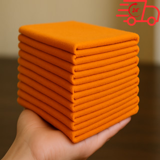 ​Kit 12 Flanelas Laranja 28x38cm 100% Algodão – Limpeza Sem Riscar, Alta Absorção