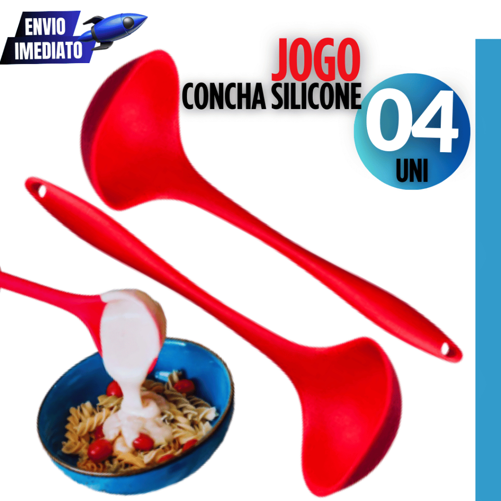Jogo Kit 04 Concha Conchas De Feijão Silicone Utensílio de Cozinha Utilidades Suporta até 230°