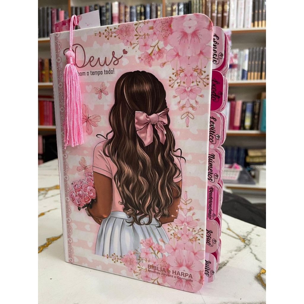 Bíblia Sagrada Evangélica Menina Deus é Bom o Tempo Todo JFA RC COM ABA PARA APLICAR, BRINDE MARCA PAGINA COM TASSEL em Oferta na Shopee