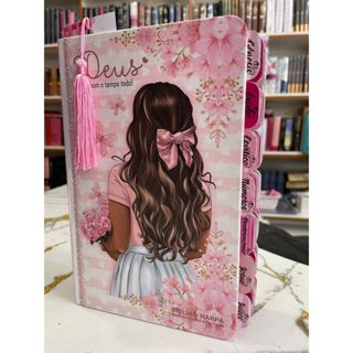 Bíblia Sagrada Menina capa Deus é Bom o Tempo Todo JFA Revista e Corrigida COM ABA PARA APLICAR, NÃO ACOMPANHA  TASSEL em Oferta na Shopee
