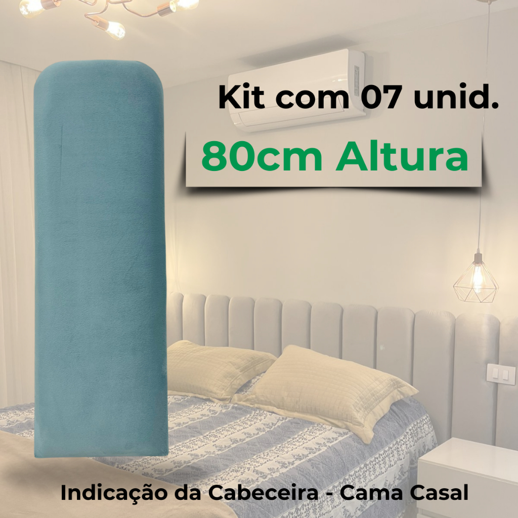 Cabeceira Cama Casal Kit 7 Módulos 80x20 Estofado Autocolante Reto Nuvem Canto Arredondado em Oferta na Shopee