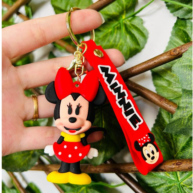 Chaveiro de Animação Emborrachado 3D Minnie Personagem Desenho Animado Lembrancinha Mickey Presente