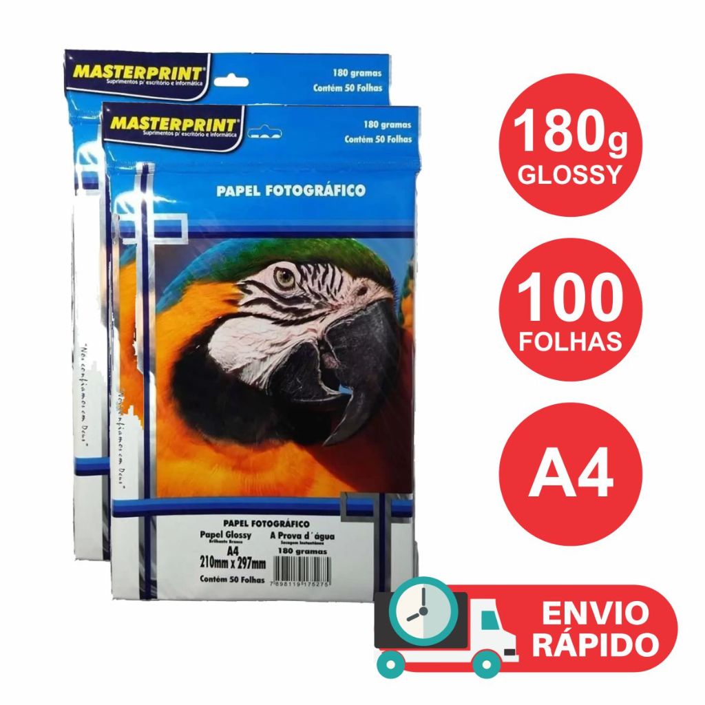 Papel Fotográfico Glossy 180gr Kit 100 Folhas A4 À Prova D'água em Oferta na Shopee