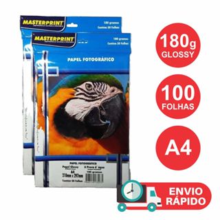 Papel Fotográfico Glossy 180gr Kit 100 Folhas A4 À Prova D'água em Oferta na Shopee