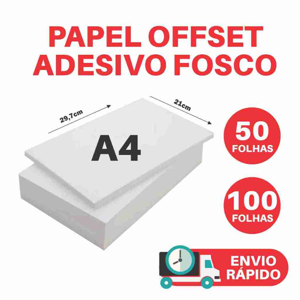Papel ADESIVO Fosco Tamanho A4 173g Branco Fosco 50 a 100 Folhas em Oferta na Shopee