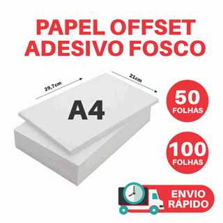 Papel ADESIVO Fosco Tamanho A4 173g Branco Fosco 50 a 100 Folhas em Oferta na Shopee