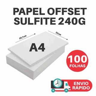 Papel Sulfite Offset 240g A4, 100 Folhas, Tamanho 21x29,7cm, Branco Grosso Cartolina em Oferta na Shopee