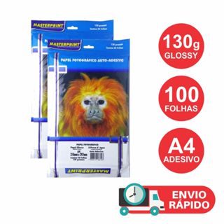 Papel Fotográfico ADESIVO Glossy 130gr Kit 100 Folhas Prova D'água em Oferta na Shopee