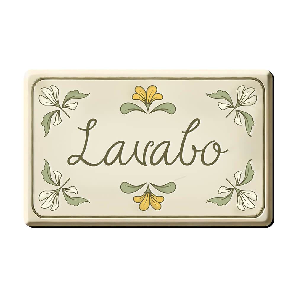 Placa Decorativa Em MDF Adesivado - Lavabo Banheiro Porta Vintage Antigo Azulejo Estilo Co...