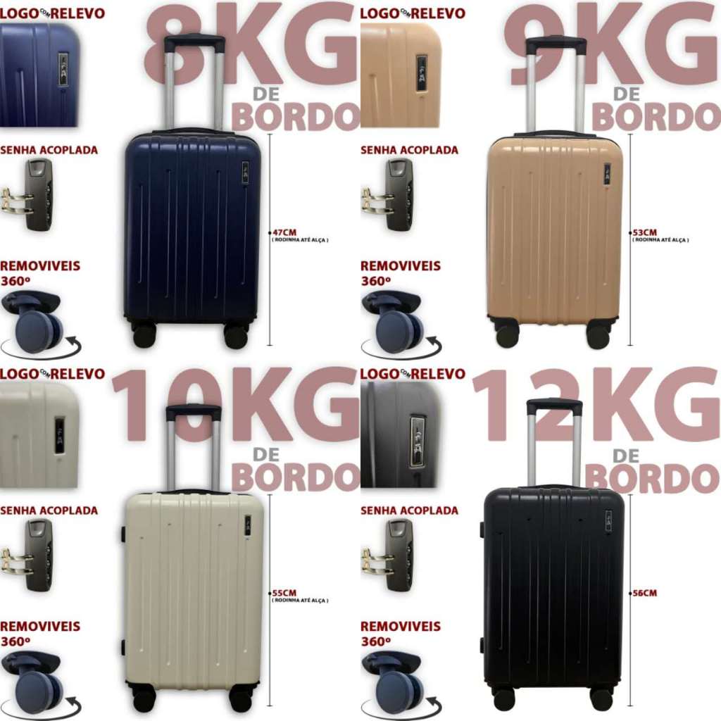 Mala Pequena De Bordo 10 Kilos Abs Roda Dupla Giro 360° Cadeado Com Garantia+ENVIA RAPITAO em Oferta na Shopee