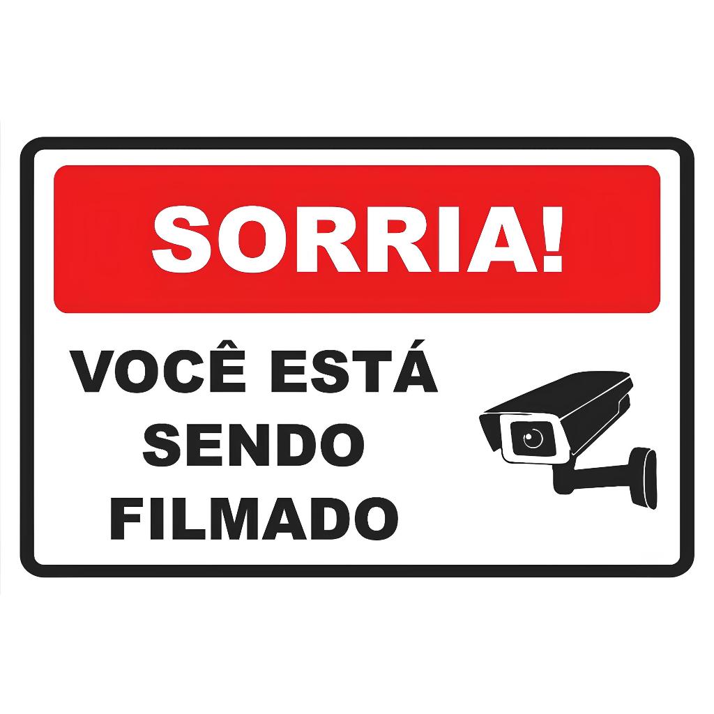 Adesivo Vinil Sorria voce esta sendo filmado ambiente monitorado em Oferta na Shopee