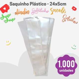 1.000 sacos 5x24cm p/ Gelinho, geladinho gourmet, sacole envio imediato ! em Oferta na Shopee