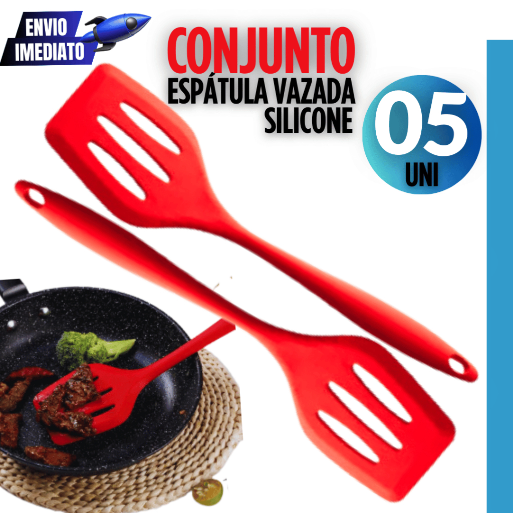 Conjunto Kit Jogo Espátulas Vazadas de Silicone para Hamburguer Ovo Omelete Espátula Variáveis Utilidades suporta 230°
