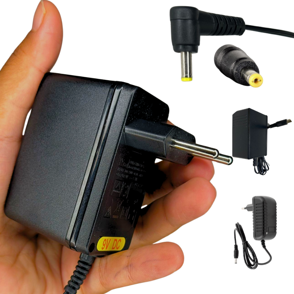 Fonte Carregador Para Caixa de Som Lenoxx 9v Ca301 Ca302 Ca340 Ca445 Pino fino amarelo