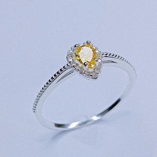 ANEL COM PEDRA AMARELA GOTA - ANEL PEDRA GOTA PRATA 925