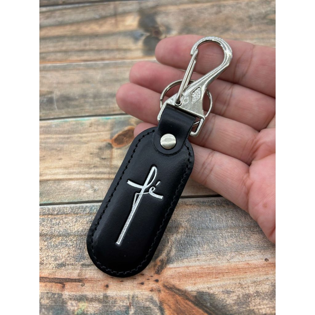 Chaveiro Fé Preto com Mosquetão