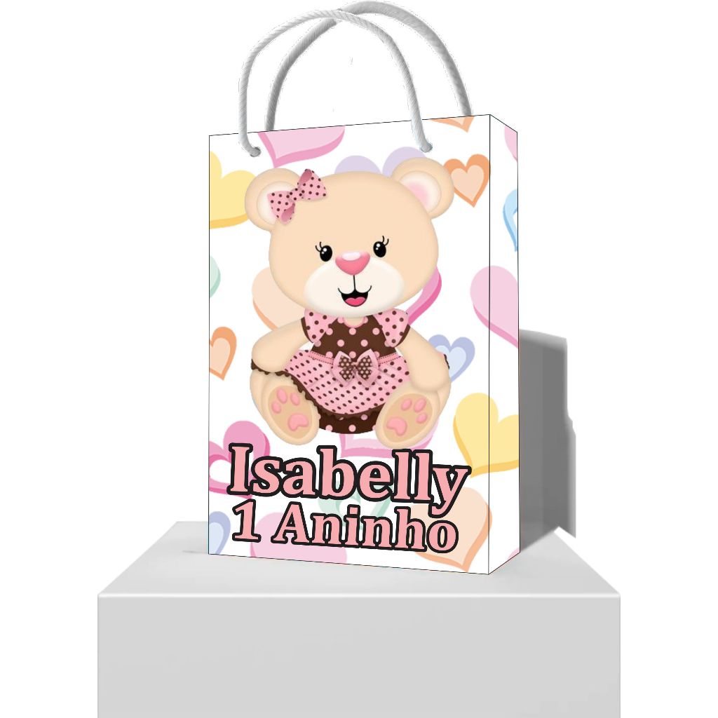 Sacola Personalizada 1 Aninho Ursa Princesa - Sacolinha para Lembrancinha Tema Ursinha Princesa