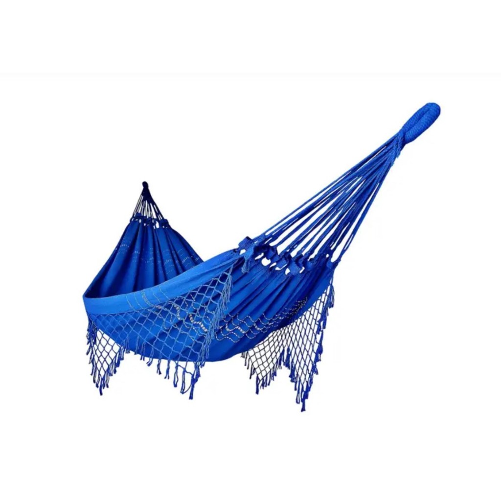 Rede de descanso balanço Azul Royal 1.40 x 3.60 M para casal varanda lazer e camping confortavel